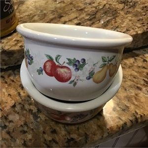 Corelle Coordinates Stoneware Pair 7oz Monkey Dish Bowl Chutney Fruit Apple Pear